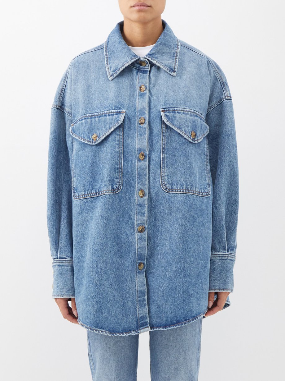 Khaite Blue Birdie washed-denim oversized shirt | 매치스패션, 모던 럭셔리 온라인 쇼핑