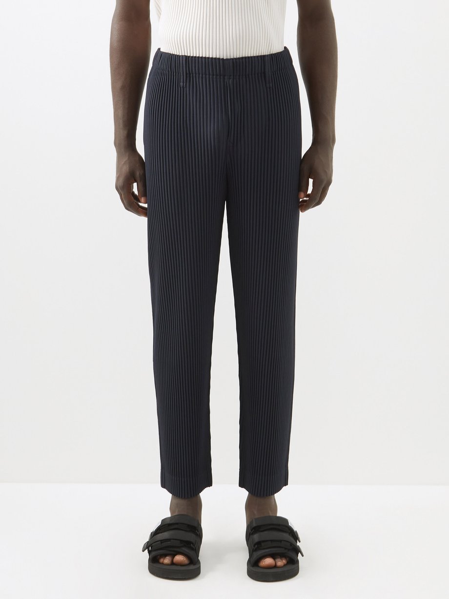 Technical-pleated trousers Navy Homme Plissé Issey Miyake ...