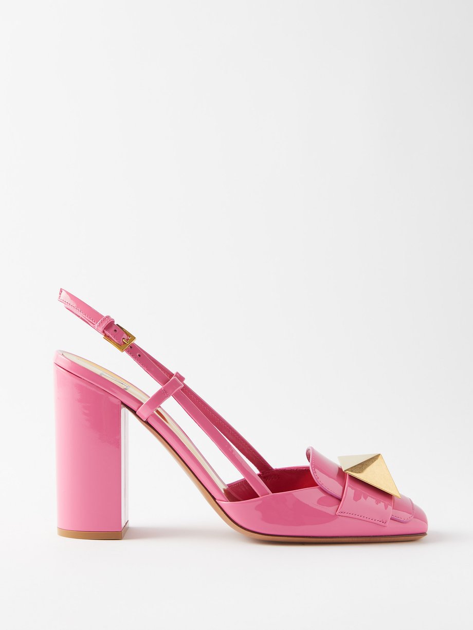 Pink One Stud leather slingback pumps | Valentino | MATCHESFASHION US