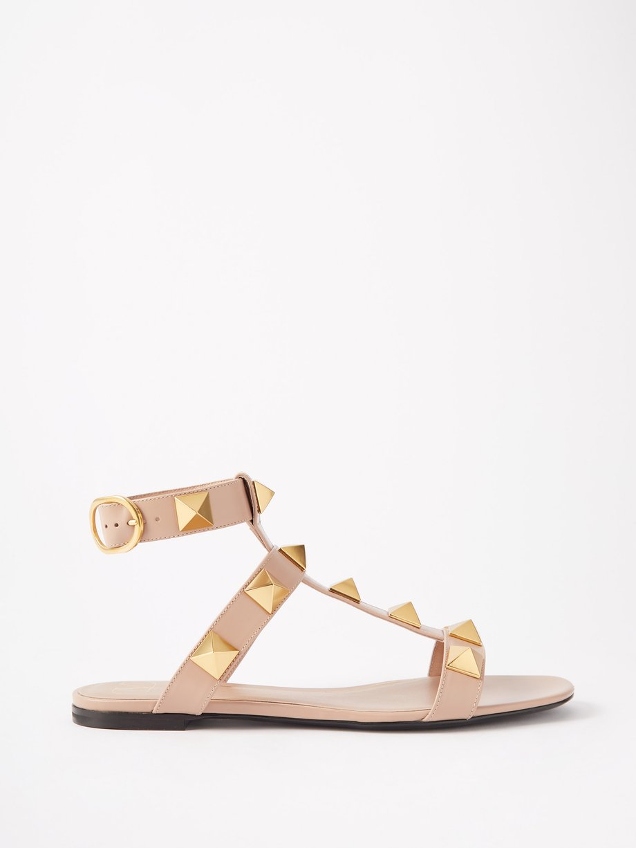 Pink Roman Stud leather sandals | Valentino | MATCHESFASHION AU
