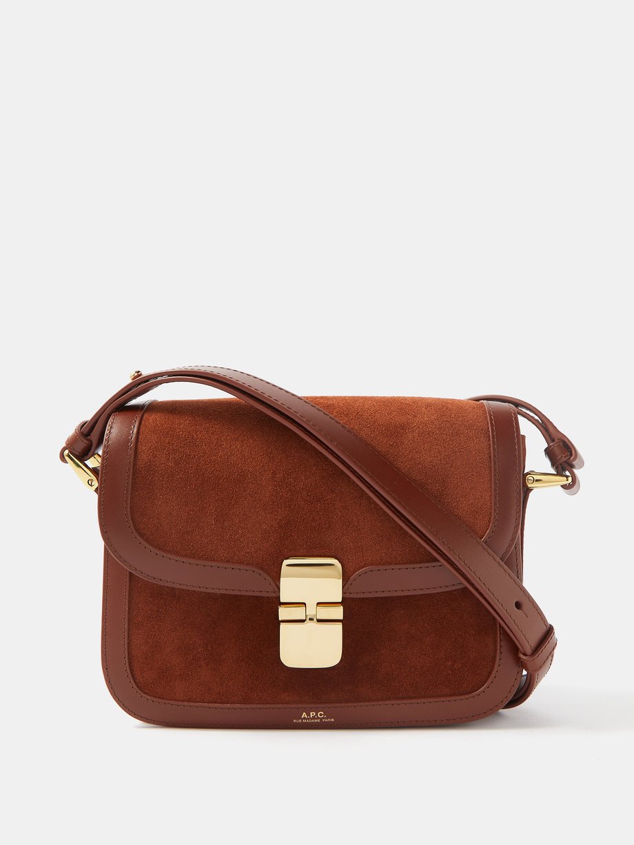 Grace small suede and leather shoulder bag