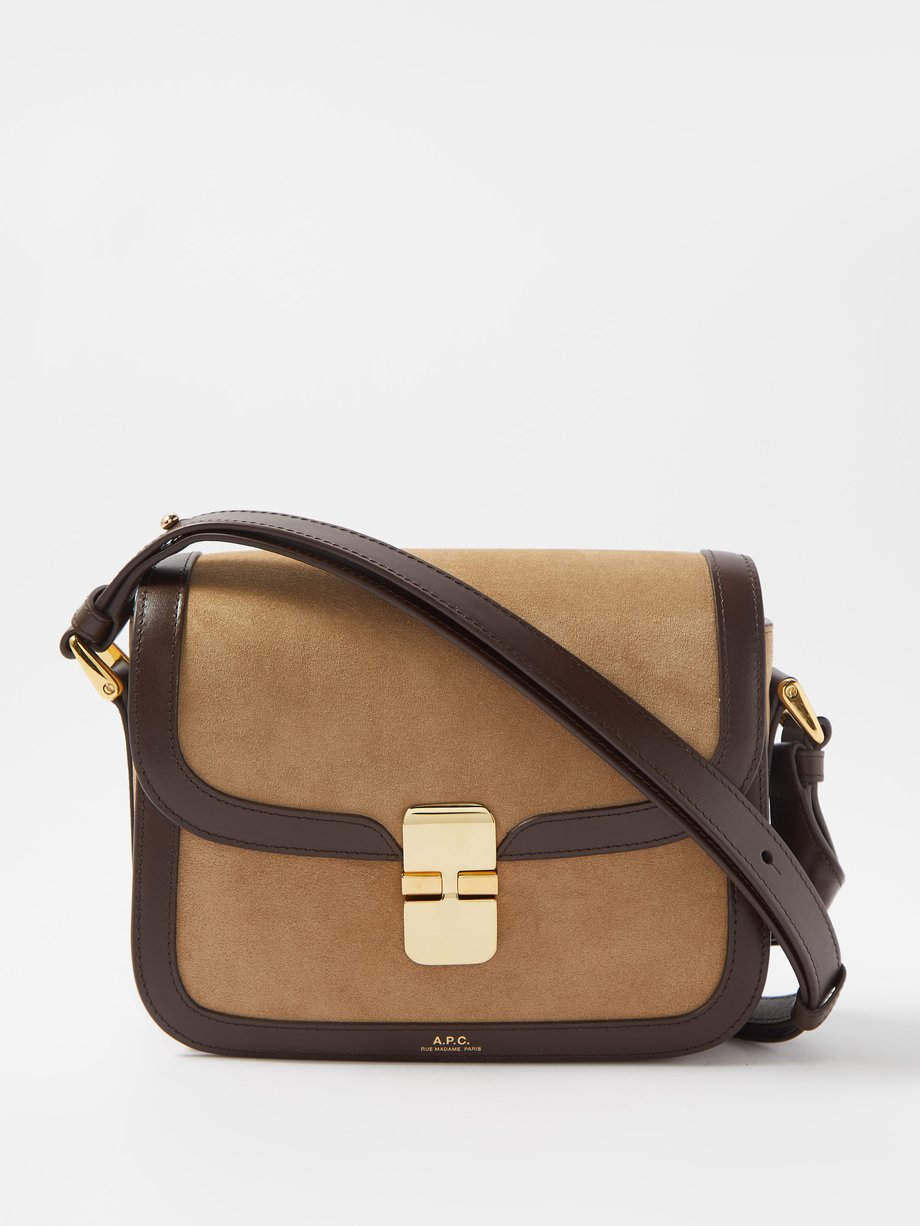 아페쎄 A.P.C. Beige Grace small suede and leather shoulder bag