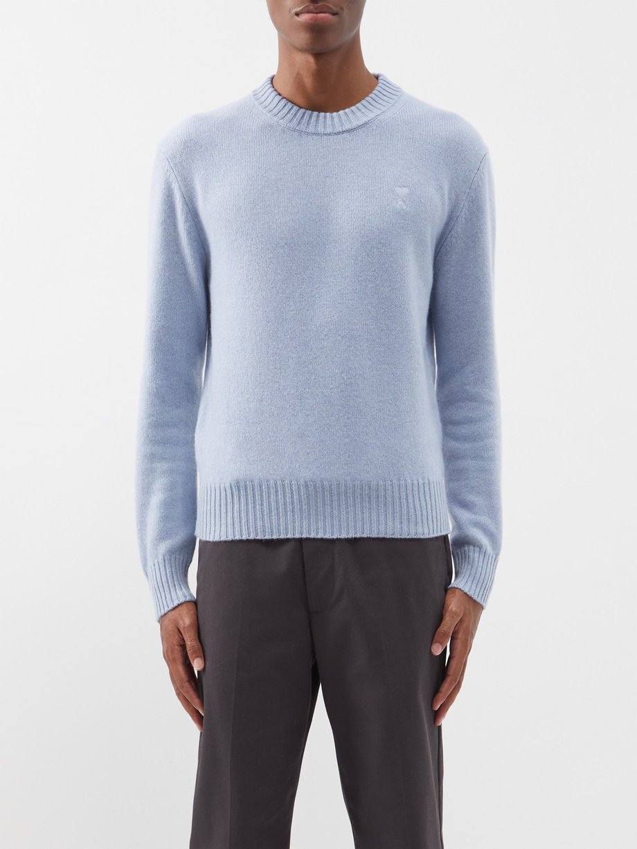 Blue Ami de Cœur-logo wool-blend sweater | AMI | MATCHESFASHION AU