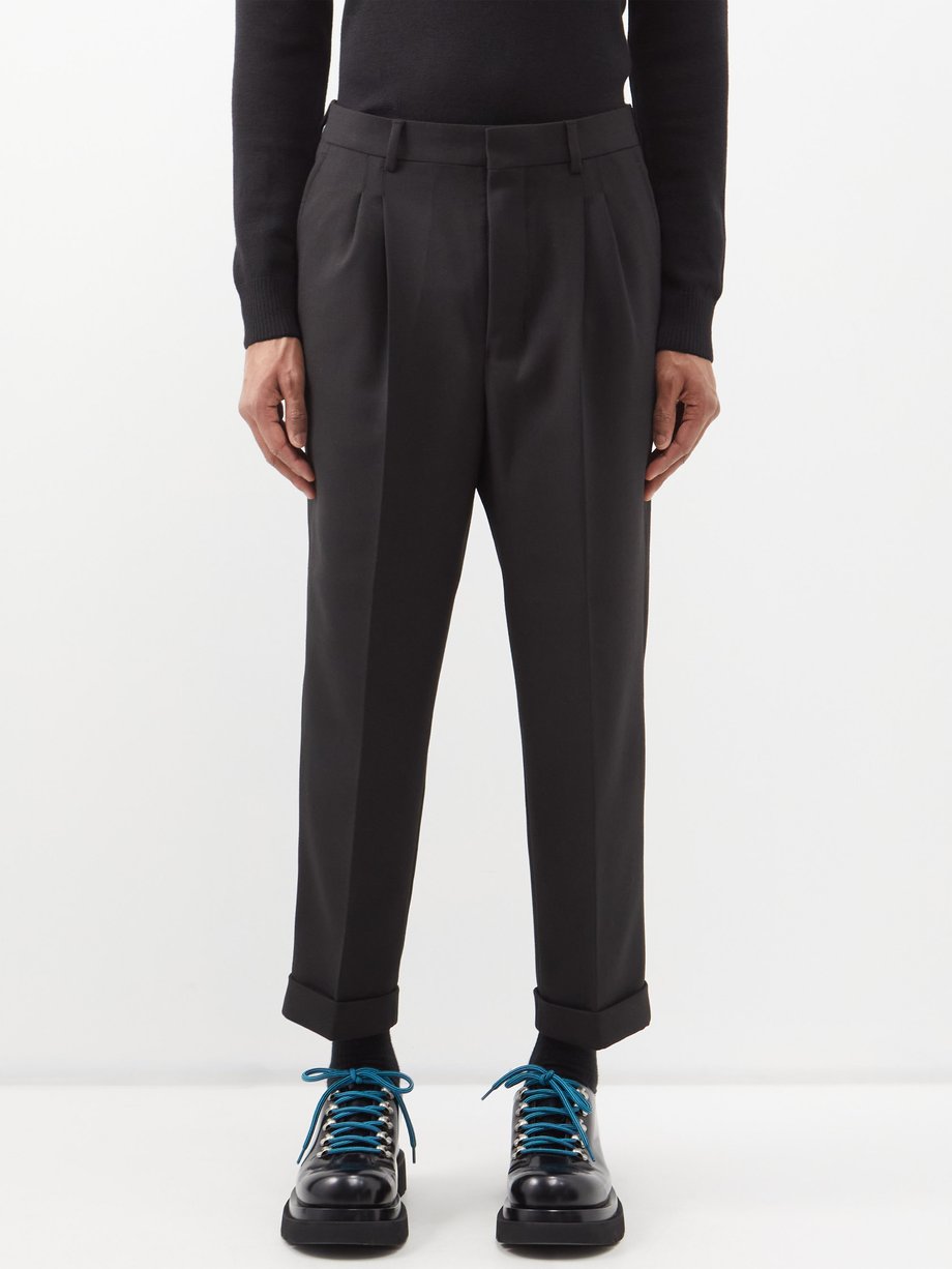 Pleated twill trousers Black AMI | MATCHESFASHION FR