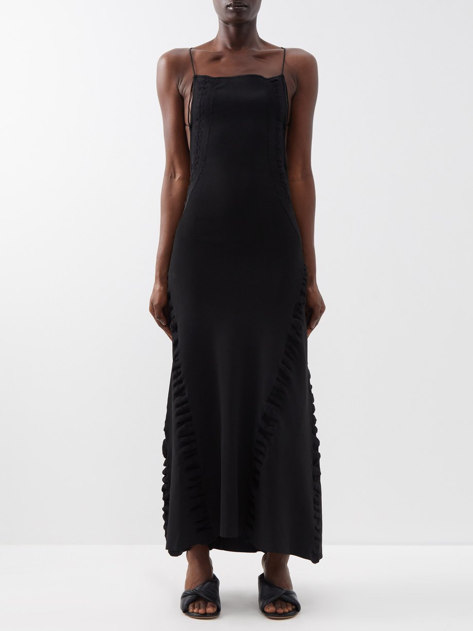 Jacquemus Black Crema square-neck stretch-knit dress | 매치스패션, 모던 럭셔리 온라인 쇼핑
