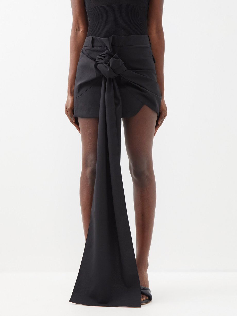 자크뮈스 Jacquemus Black Baccala fixed-knot wool-blend mini skirt