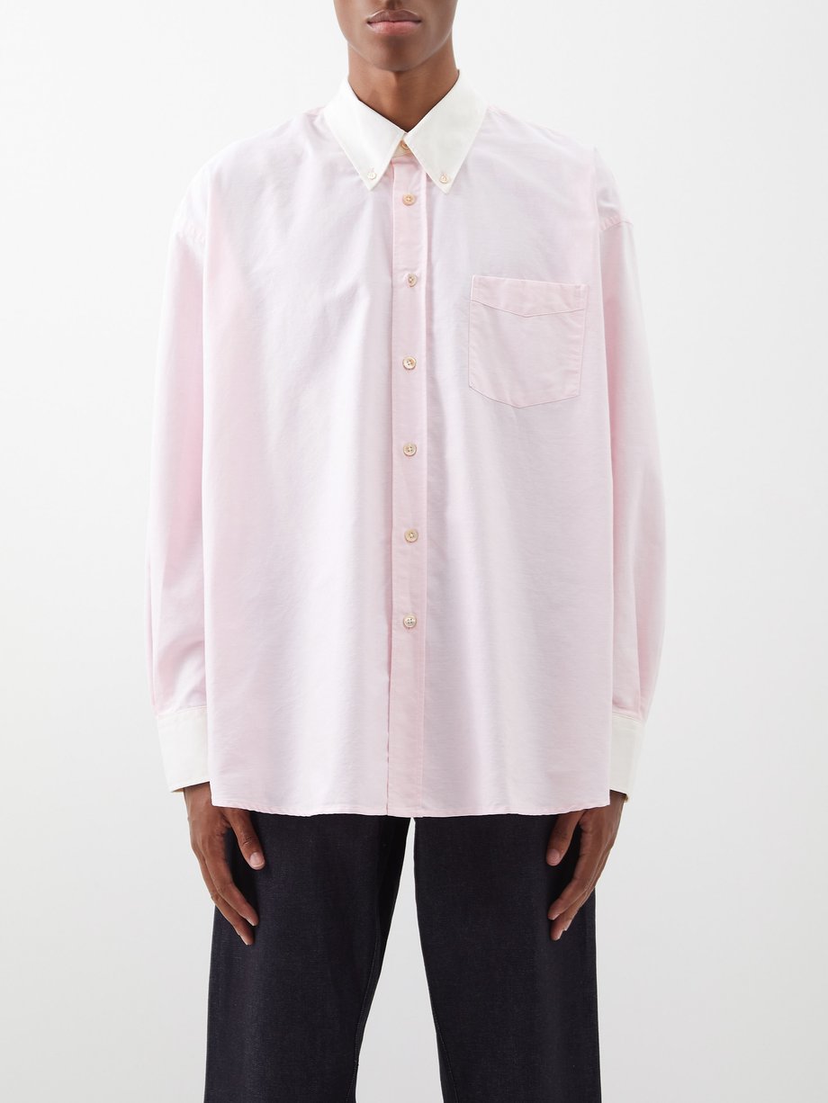 Our Legacy Pink Borrowed oversized cotton shirt | 매치스패션, 모던 럭셔리 온라인 쇼핑