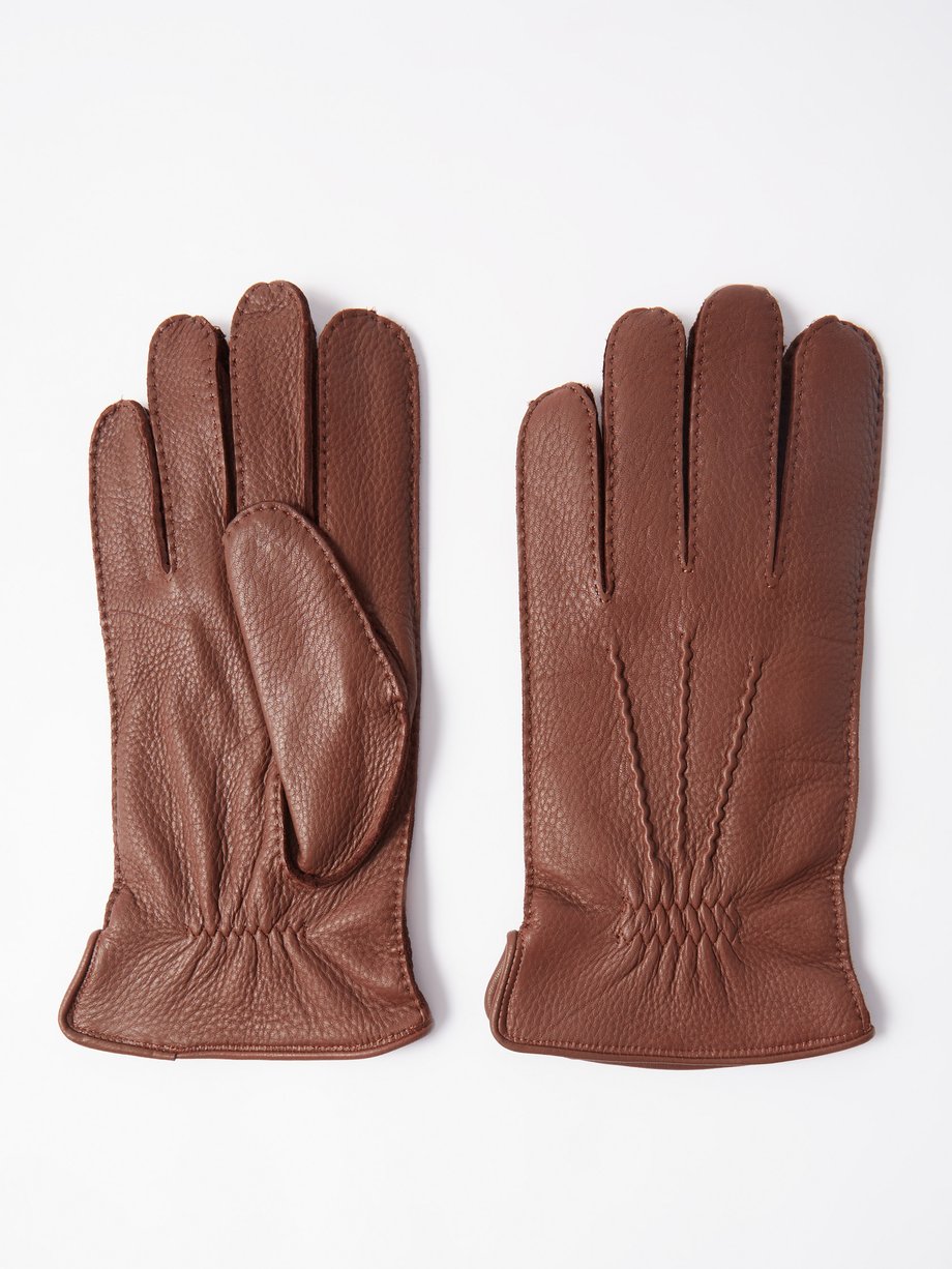 Mens Brown MATCHESFASHION Men Accessories Gloves Chalford Cashmere-lined Leather Gloves 