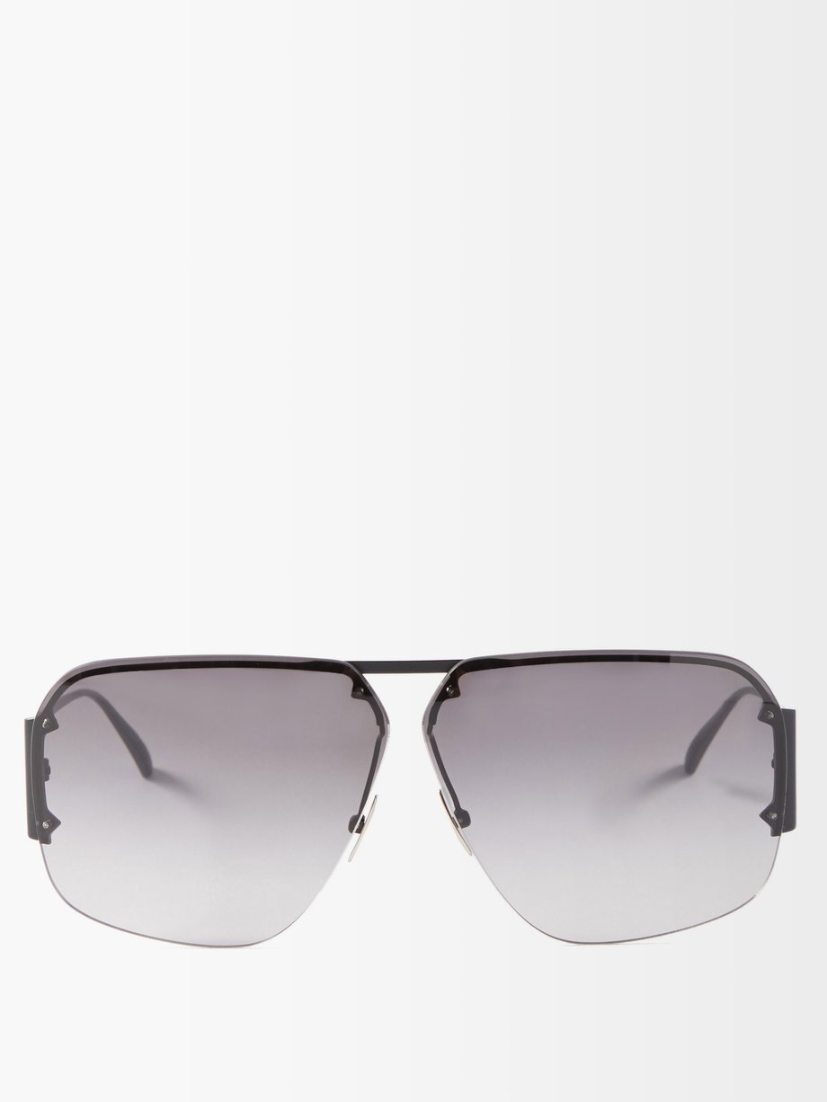 Black Grey MATCHESFASHION Men Accessories Sunglasses Aviator Sunglasses Aviator Metal Sunglasses Mens 