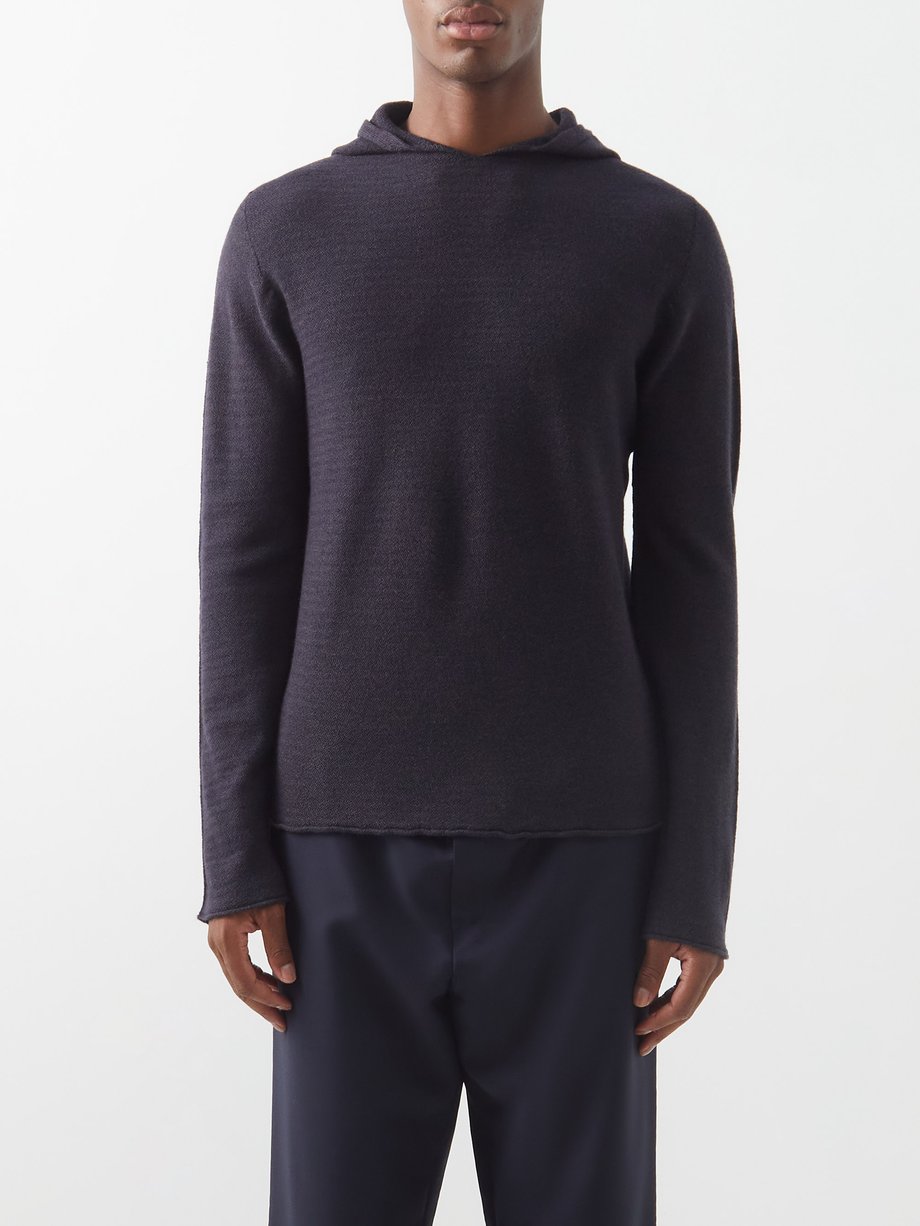 Brown Raw-edge wool hooded sweatshirt | Inis Meáin | MATCHESFASHION AU
