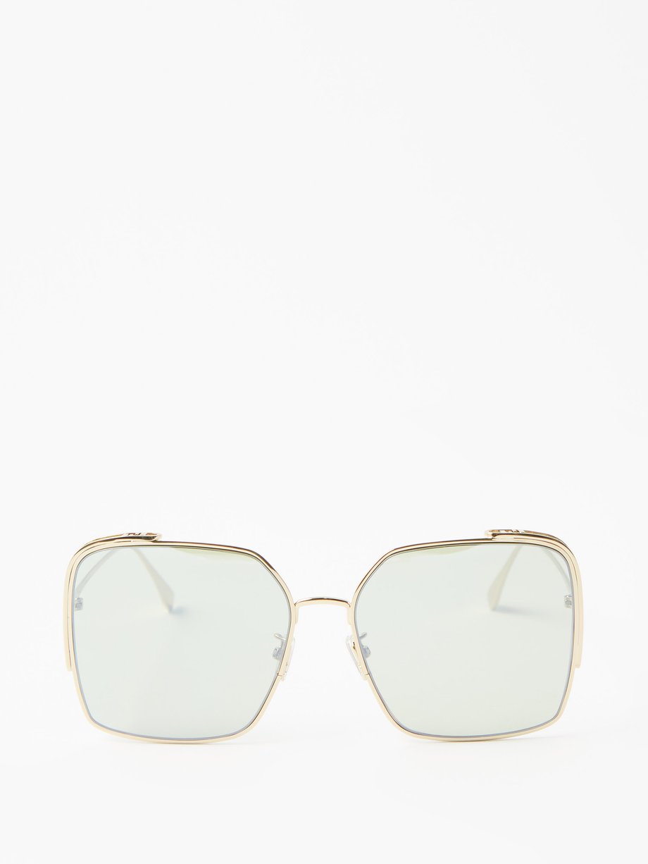 Gold O'Lock oversized square metal sunglasses | Fendi Eyewear