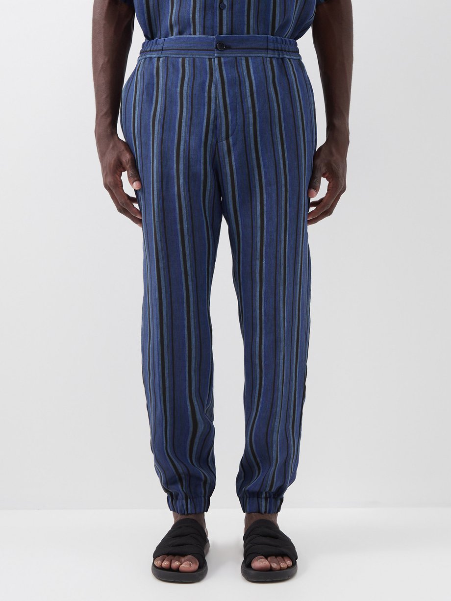 Etro Etro Striped linen drawstring trousers BLUE MULTI｜MATCHESFASHION ...