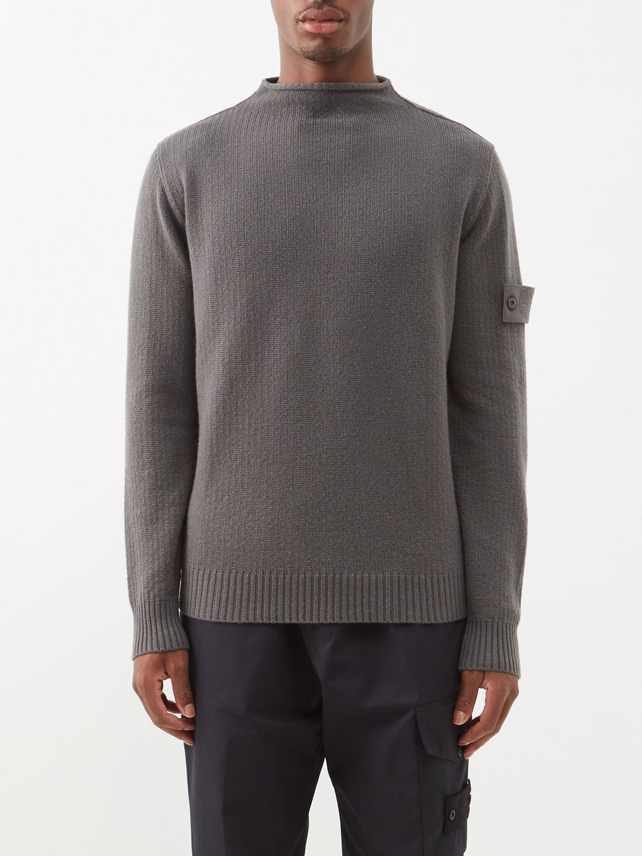 Mens MATCHESFASHION Men Clothing Sweaters Turtlenecks Logo-patch Cashmere Sweater Dark Grey 