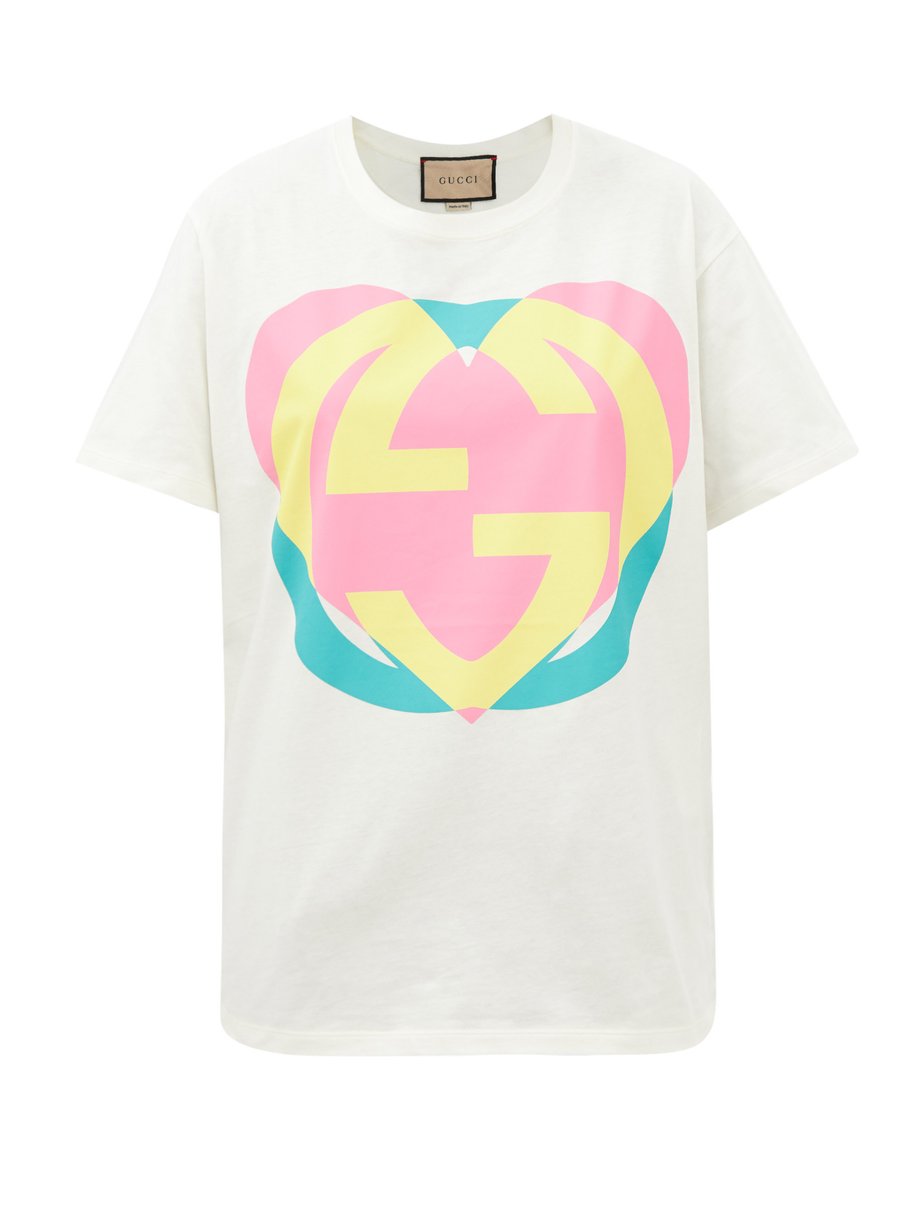 White GG-heart cotton-jersey T-shirt | Gucci | MATCHESFASHION UK