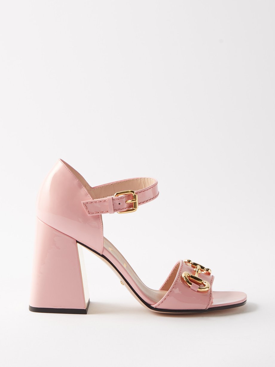 구찌 Gucci Pink Horsebit patent-leather sandals