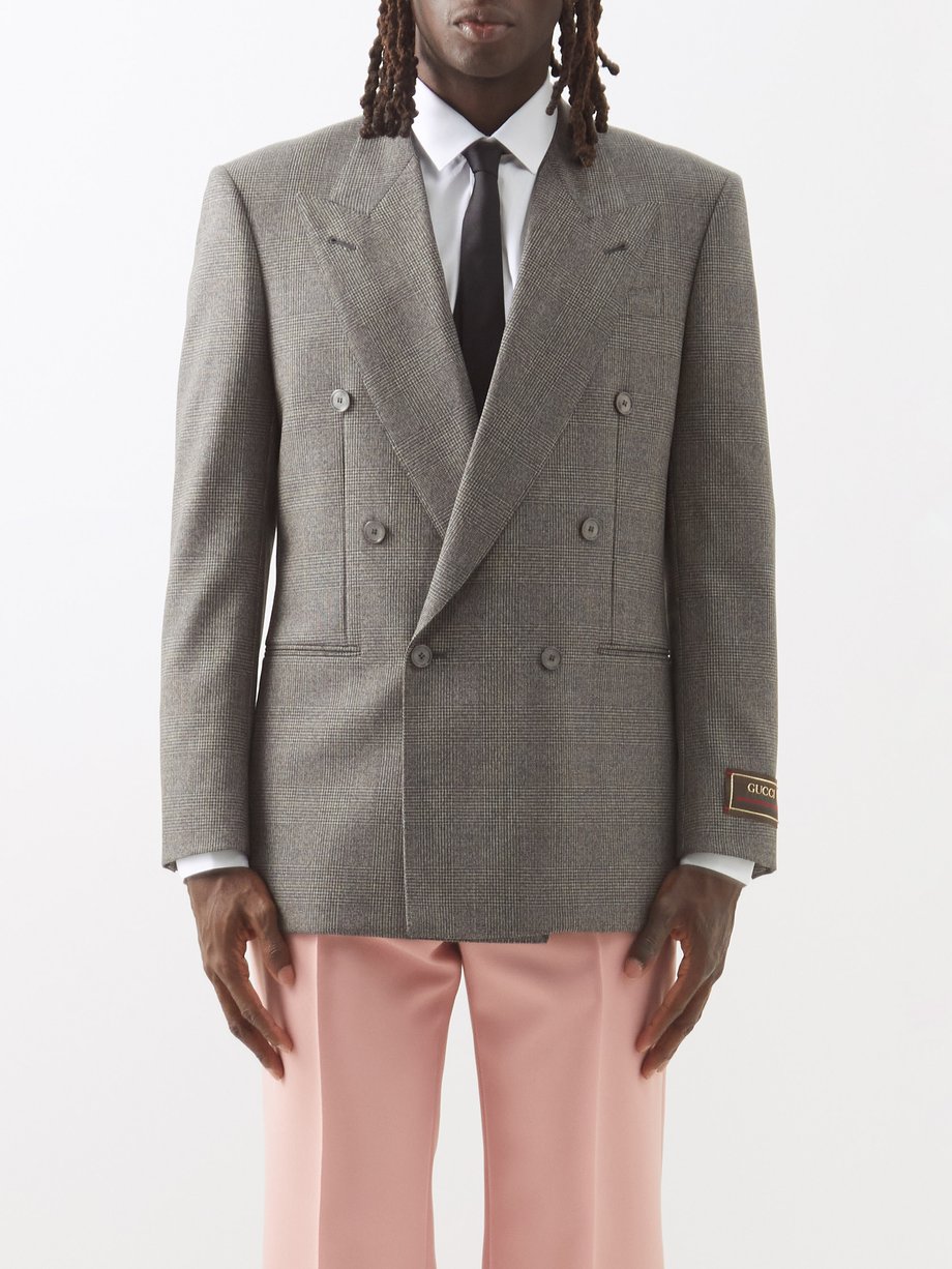 Gucci BLACK BROWN Prince of Wales-check wool-twill blazer | 매치스패션, 모던 ...