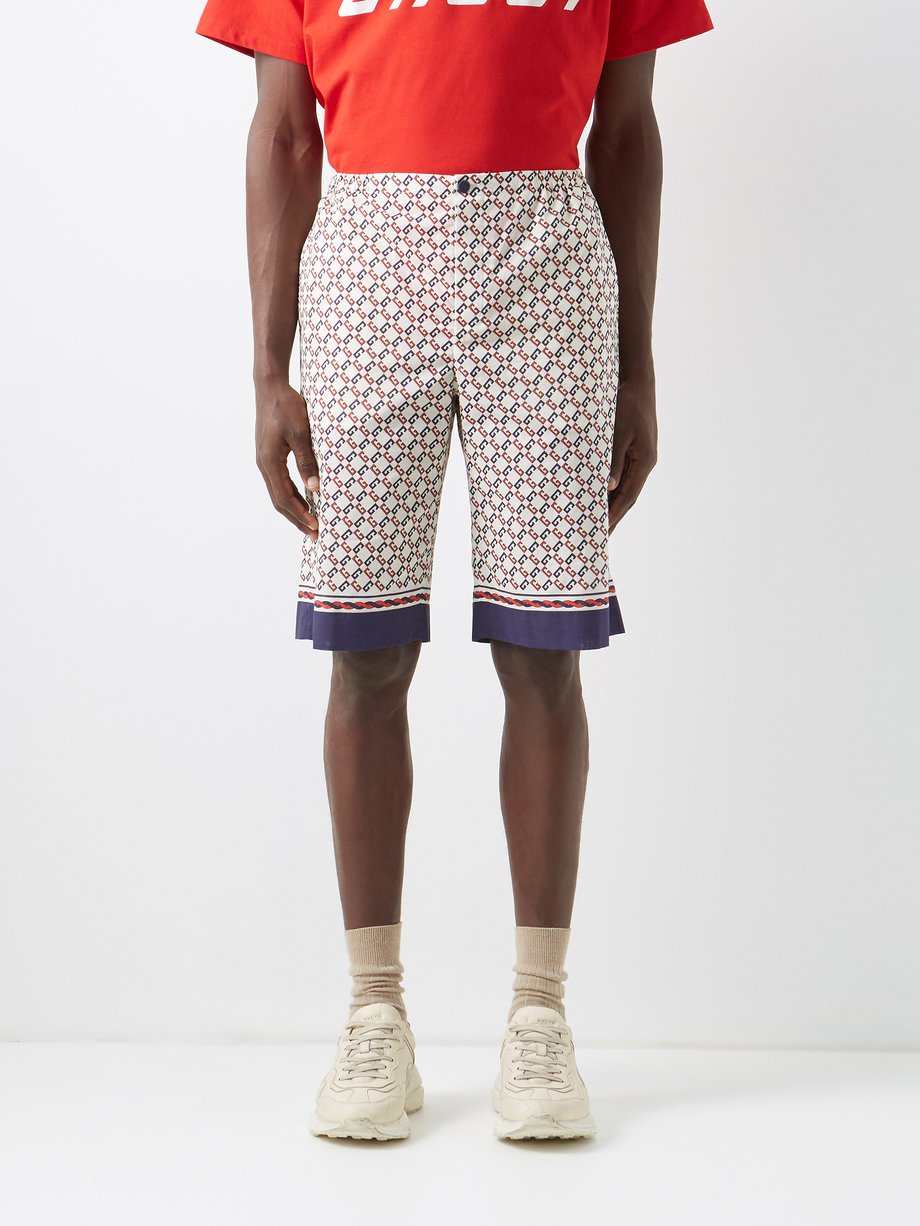 Blue ivory GG-print cotton shorts | Gucci | MATCHESFASHION UK
