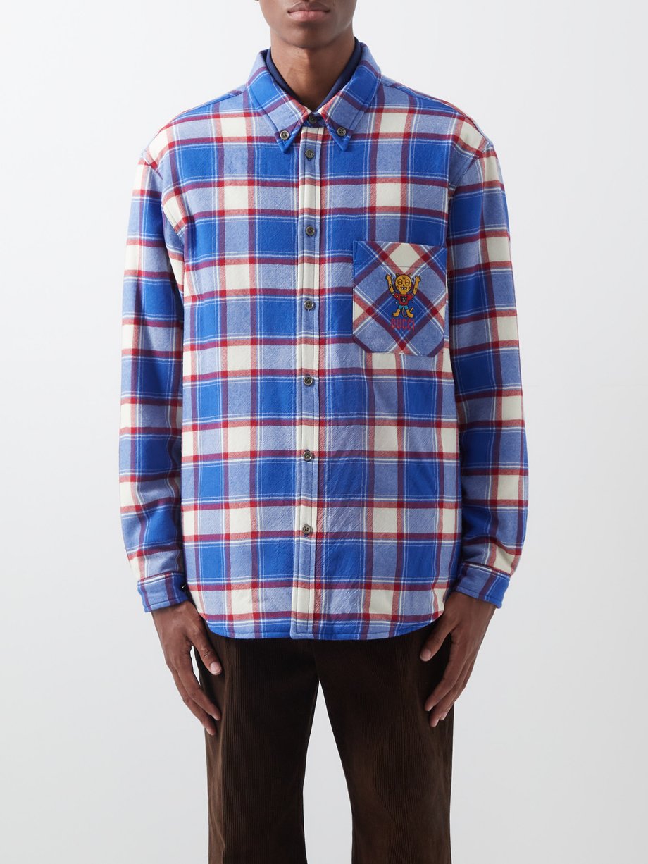 Blue X Pablo Delcielo check wool-flannel shirt | Gucci | MATCHESFASHION UK