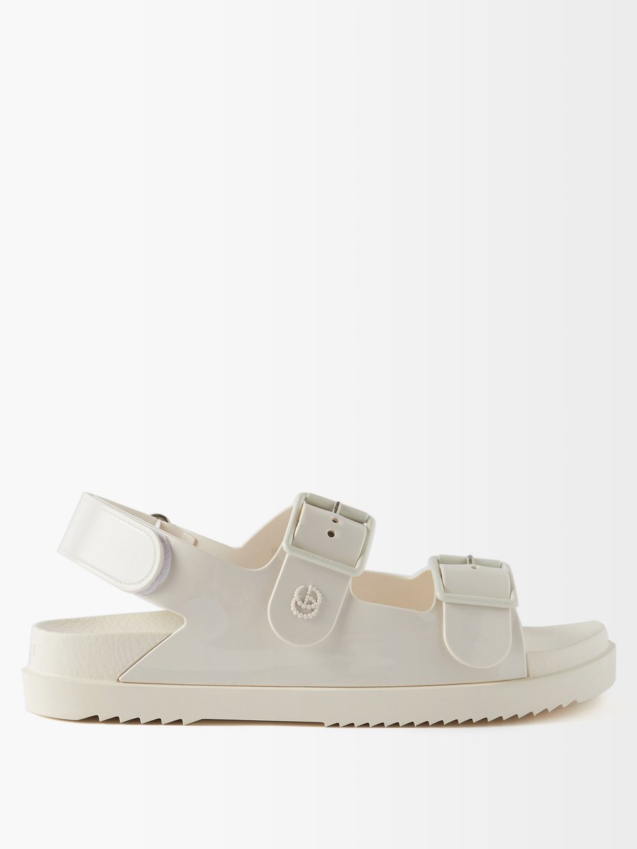 구찌 Gucci CREAM GG-studded rubber sandals