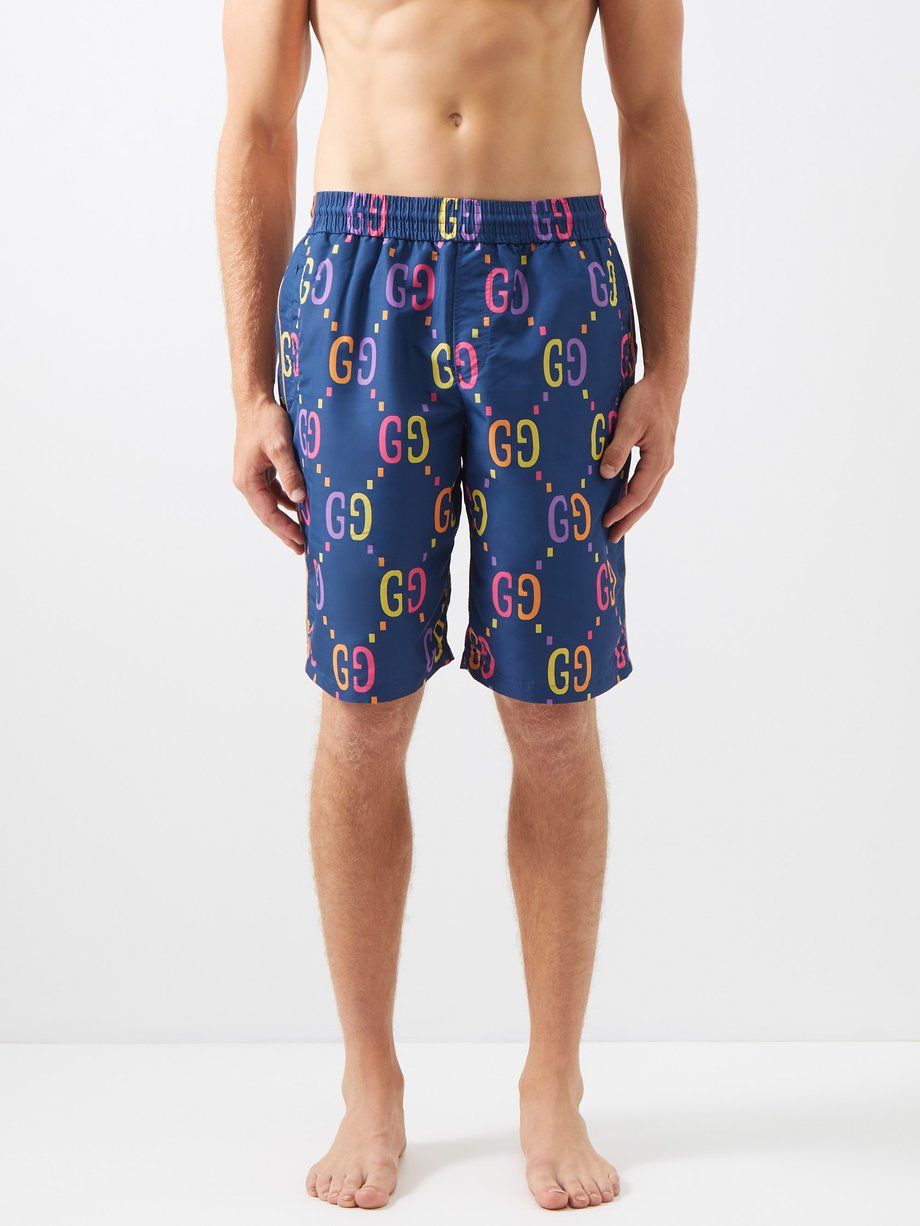 Gucci Blue Jumbo GG-print swim shorts | 매치스패션, 모던 럭셔리 온라인 쇼핑