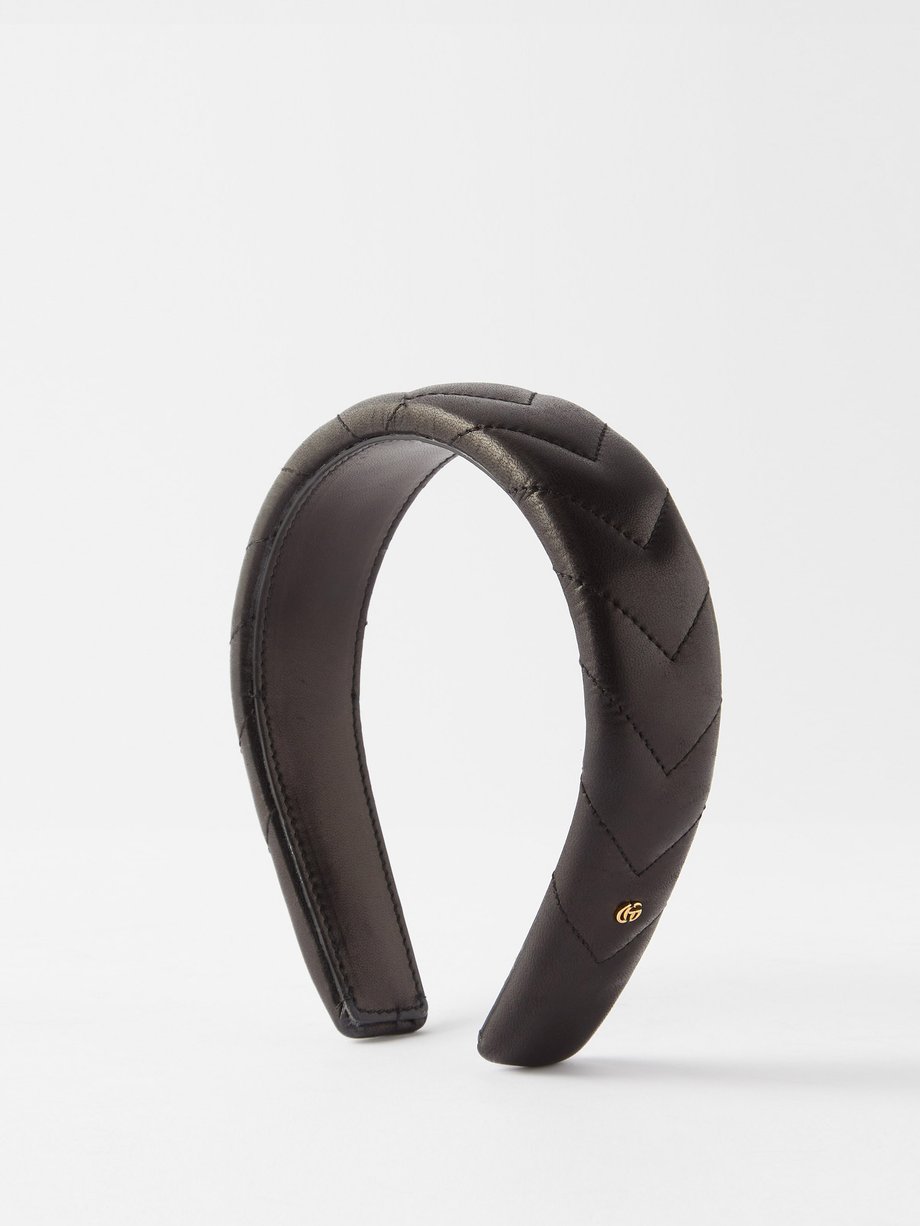 Black Chevron-quilted leather headband | Gucci | MATCHESFASHION UK