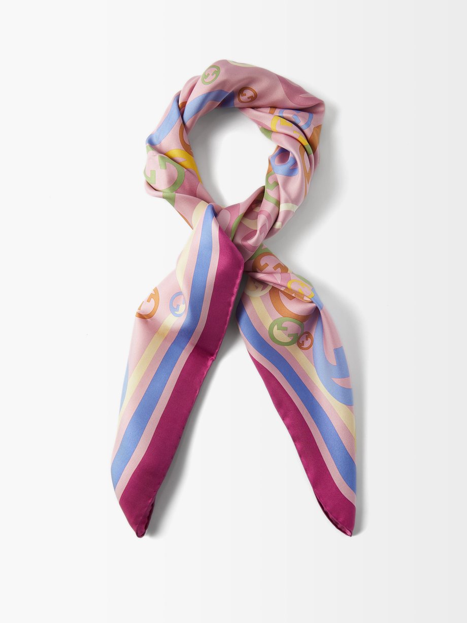 Pink Multi MATCHESFASHION Women Accessories Scarves Fagiano-print Silk Scarf Womens 