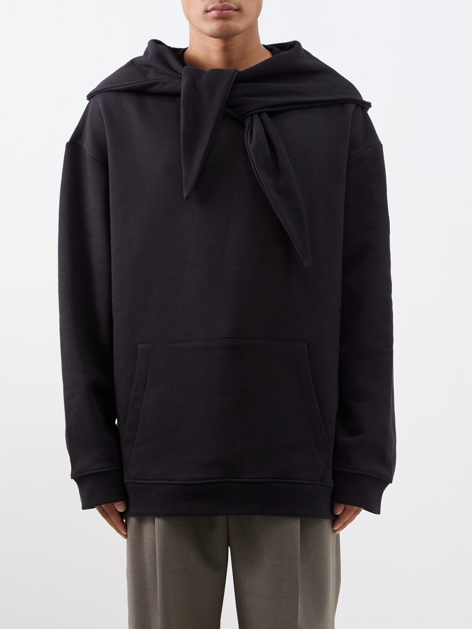 Black Knot-front cotton-jersey hoodie | Raf Simons | MATCHESFASHION AU