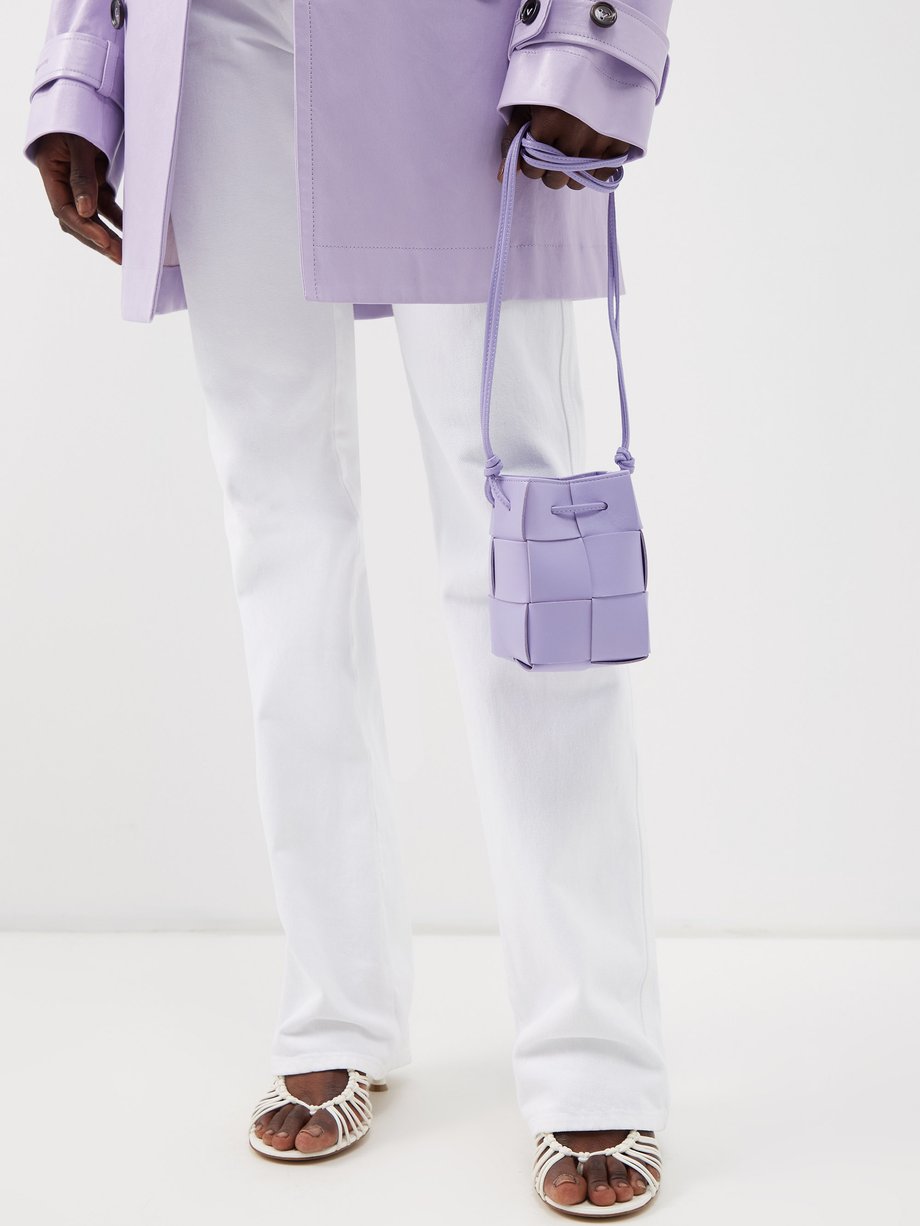 Bottega Veneta Mini Cassette Leather Bucket Bag in Purple Womens Bags Bucket bags and bucket purses 