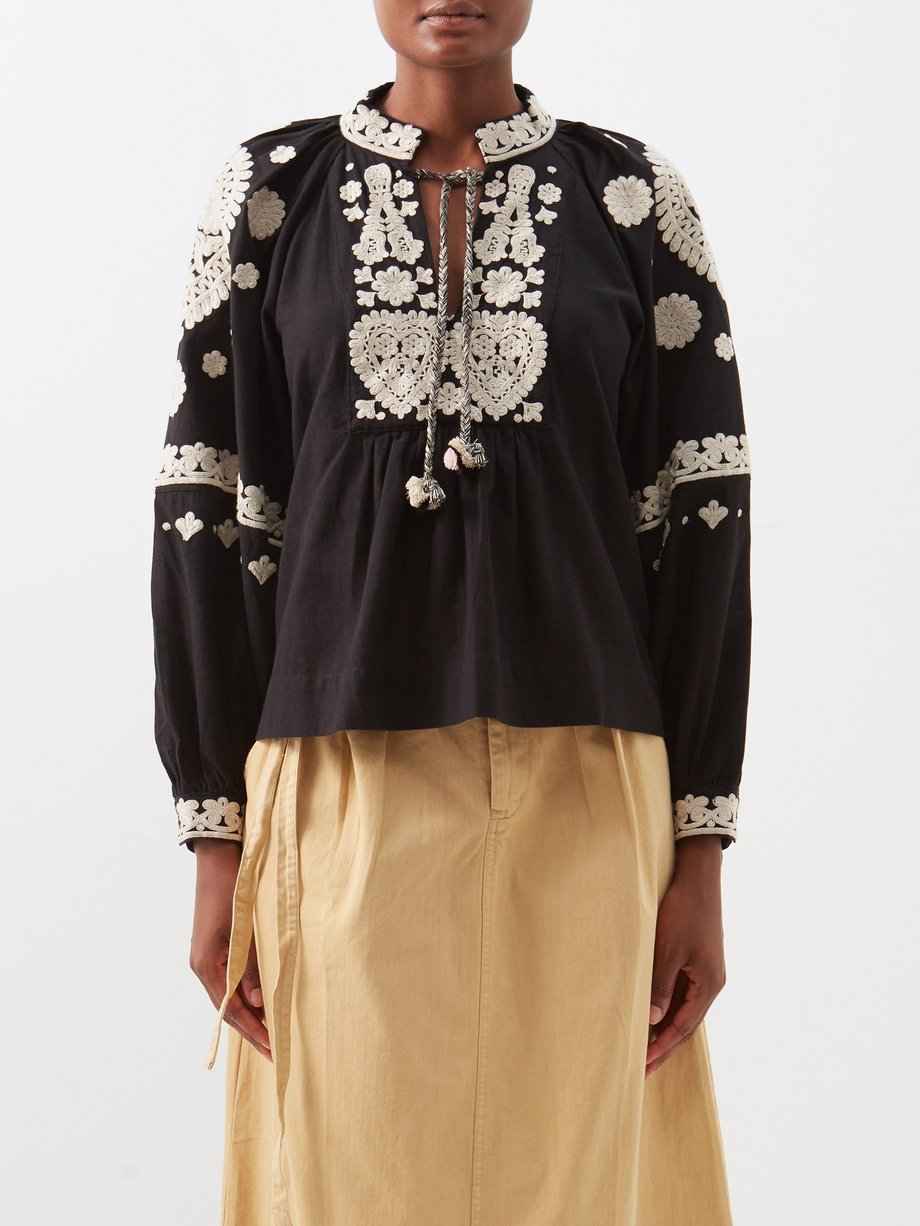 Black Holly soutache cotton-blend blouse | Sea | MATCHESFASHION US