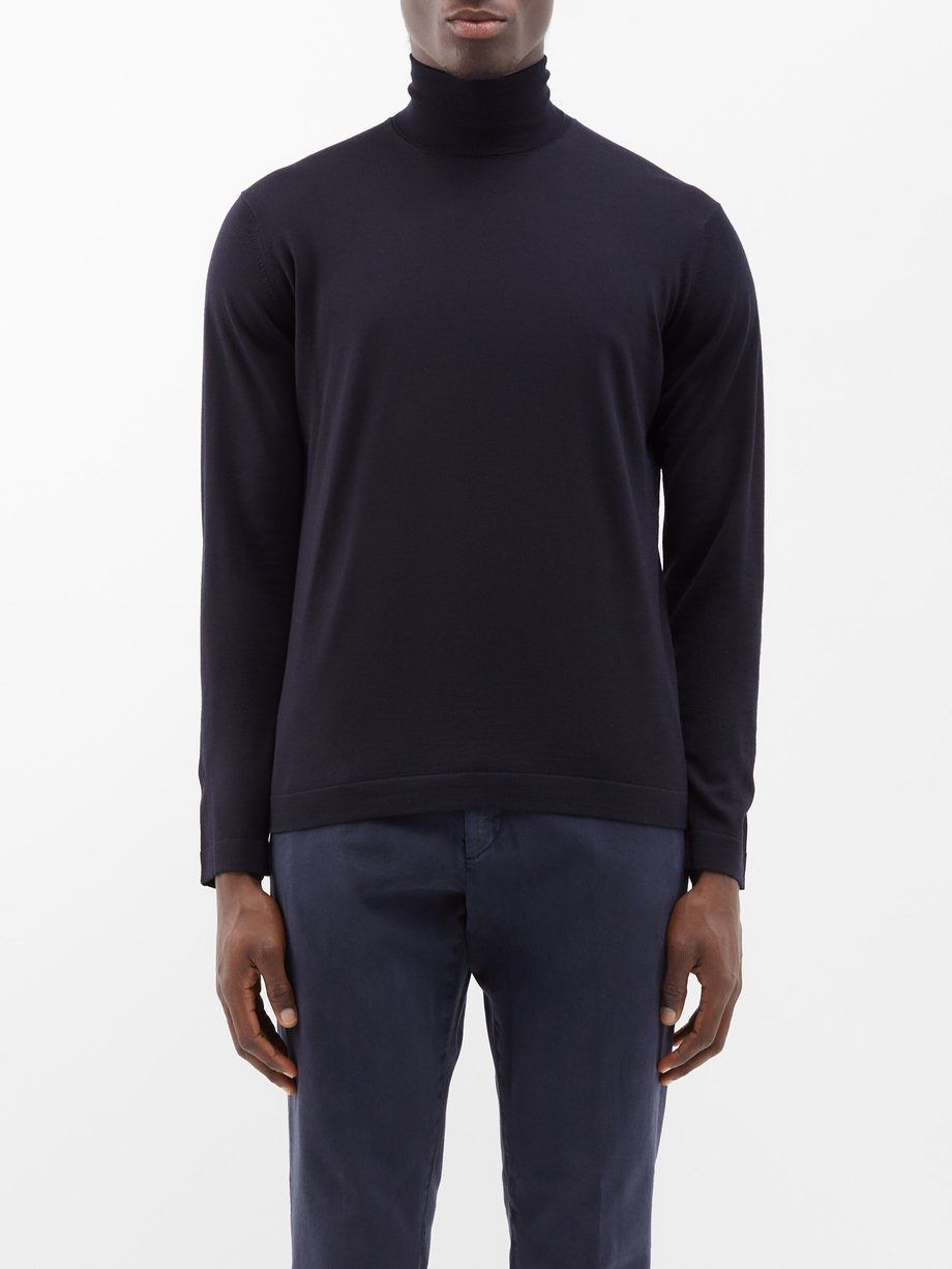 Thom Sweeney Navy Roll-neck merino sweater | 매치스패션, 모던 럭셔리 온라인 쇼핑