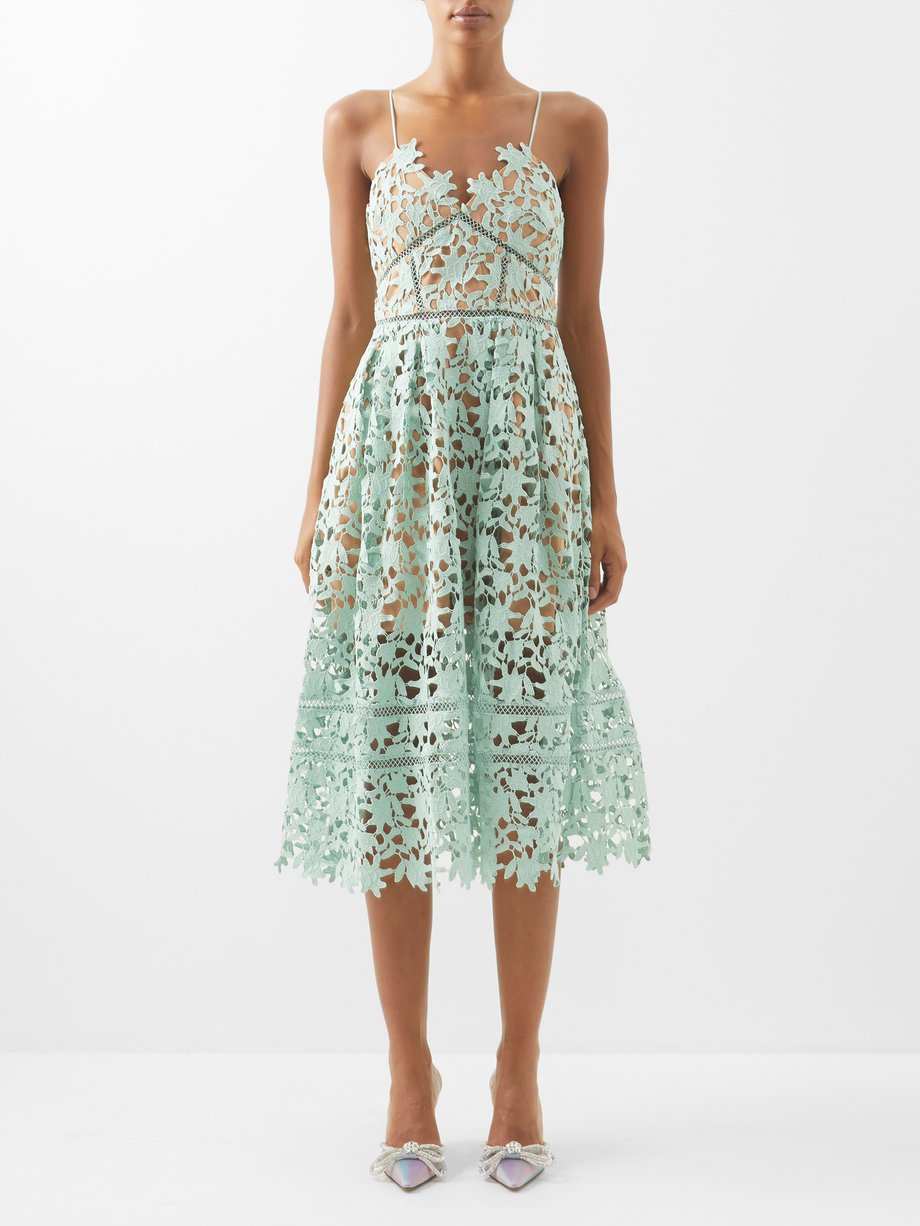 Azalea lace midi dress Green Self-Portrait | MATCHESFASHION FR