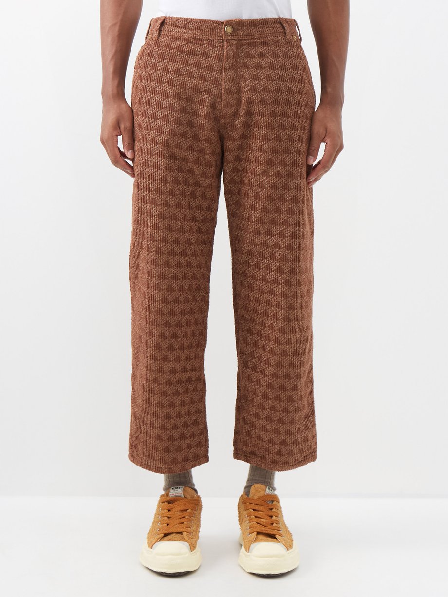 ERL Brown Logo-print cotton-corduroy trousers | 매치스패션, 모던 럭셔리 온라인 쇼핑