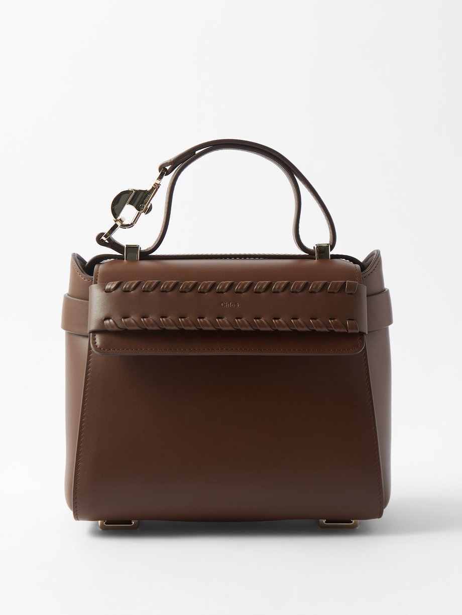 Brown Nacha small whipstitched leather handbag | Chloé 