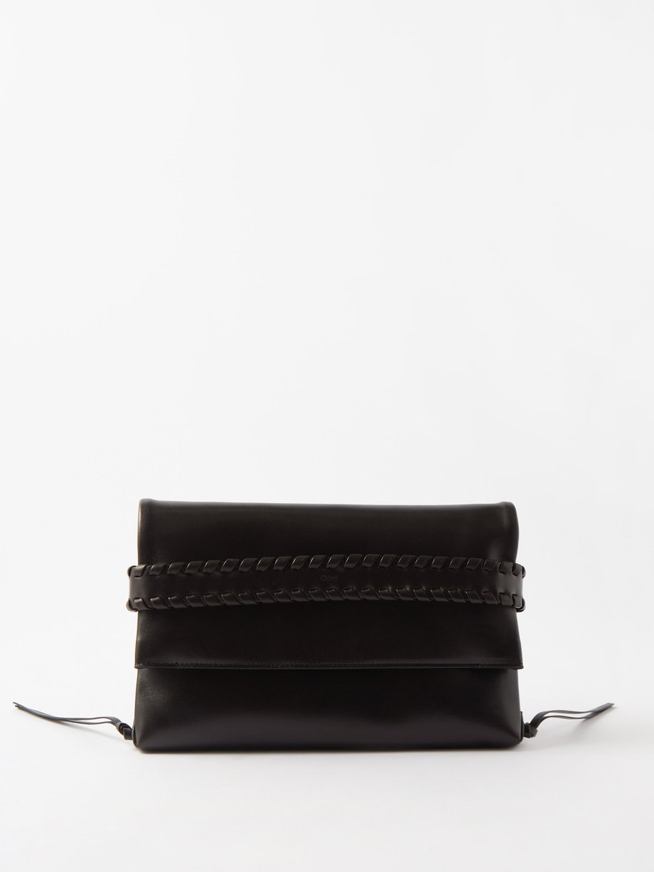 Black Mony whipstitched leather clutch bag | Chloé | MATCHESFASHION UK