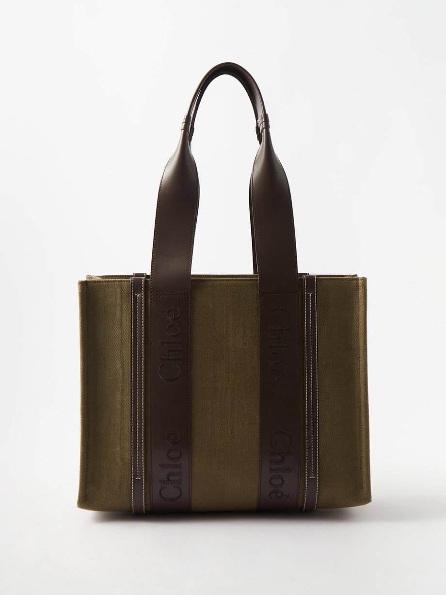 Chloé Chloé Woody medium linen-canvas tote bag Green｜MATCHESFASHION（マッ ...