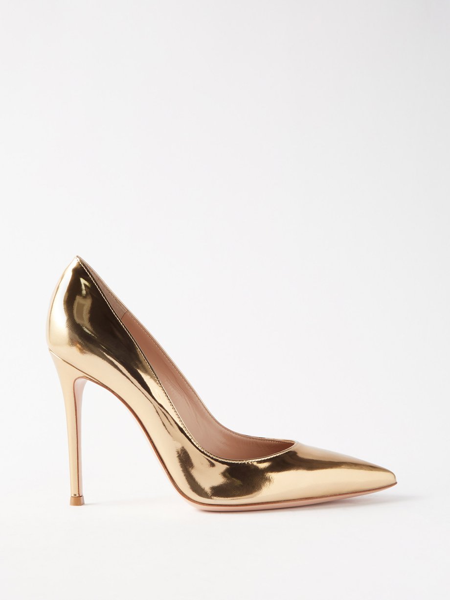 Gianvito 105 metallic-leather pumps Gold Gianvito Rossi | MATCHESFASHION FR