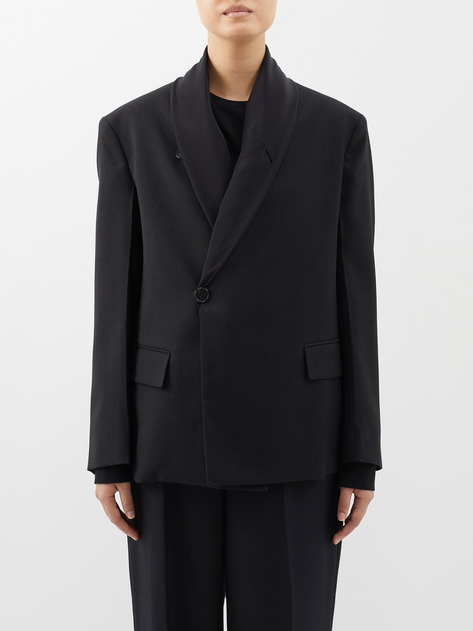 Ares shawl-lapel wool-blend jacket Black The Row | MATCHESFASHION FR
