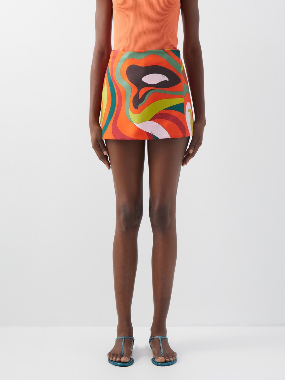 matchesfashion.com | Marmo-print silk-twill wrap skirt