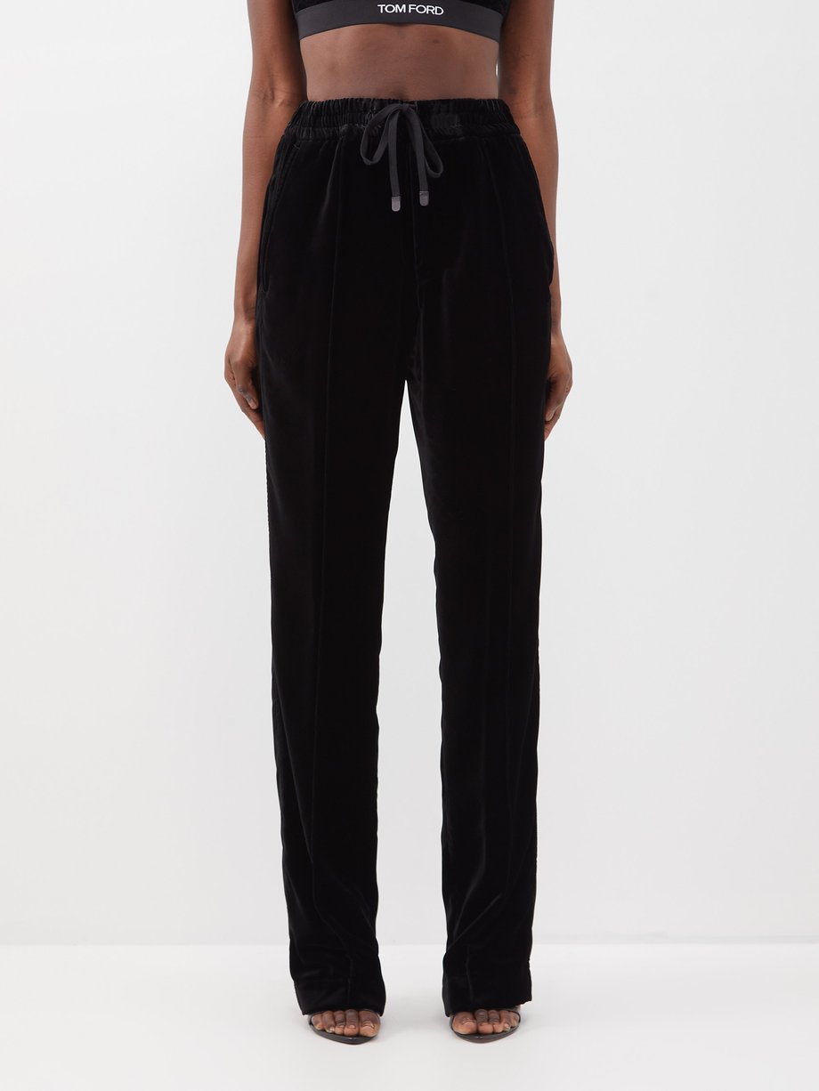 Tom Ford Black Drawcord velvet tailored track pants | 매치스패션, 모던 럭셔리 온라인 쇼핑