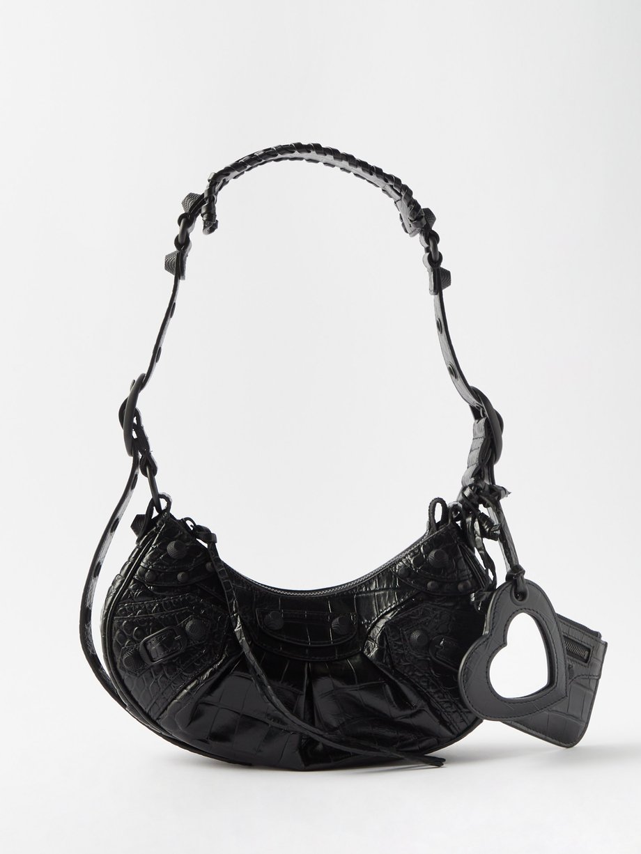 Balenciaga Black Le Cagole XS croc-effect leather shoulder bag | 매치스패션