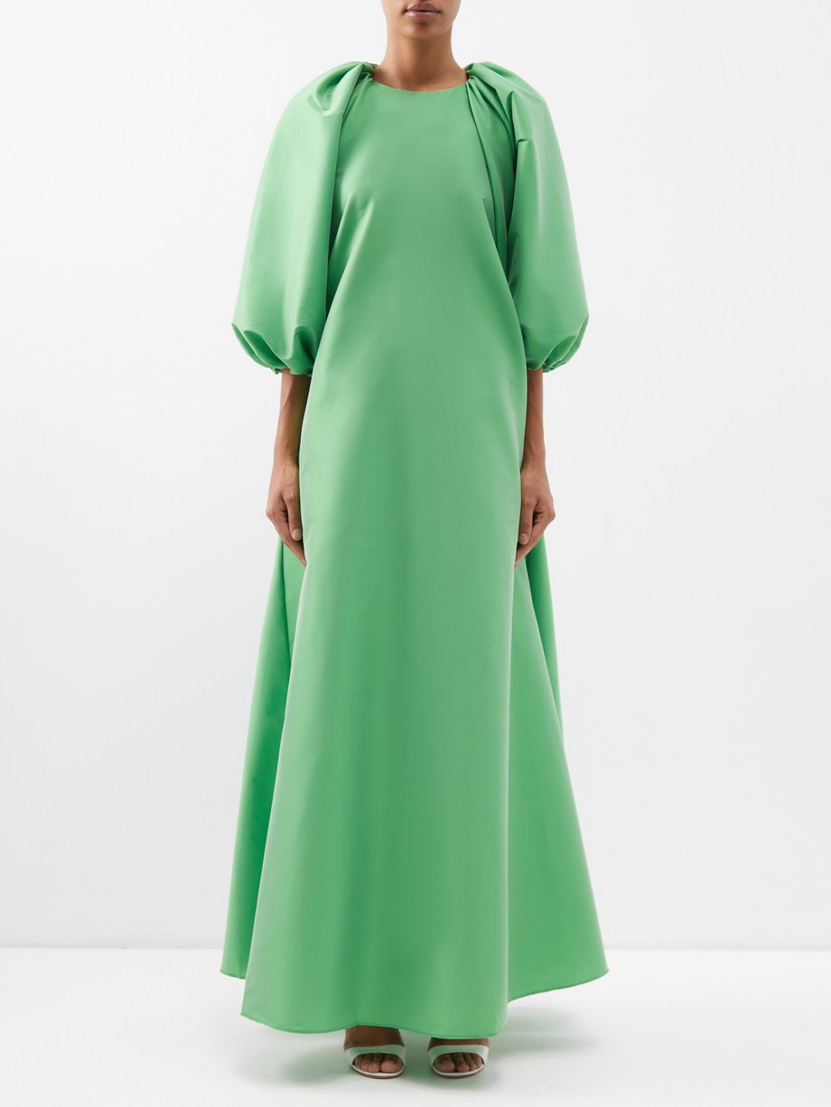 Green Lynn balloon-sleeve taffeta gown | BERNADETTE | MATCHESFASHION UK