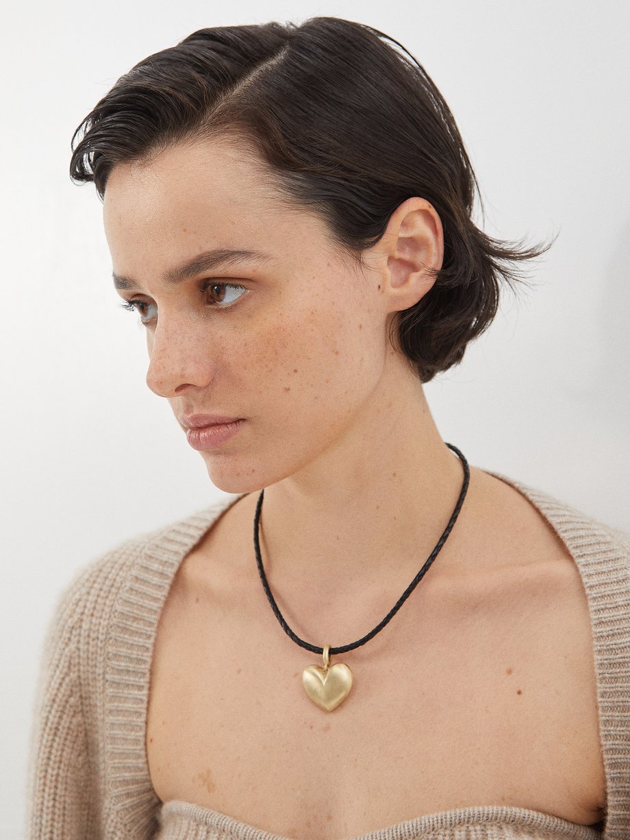Lauren Rubinski Gold Heart 14kt gold necklace | 매치스패션, 모던 럭셔리 온라인 쇼핑