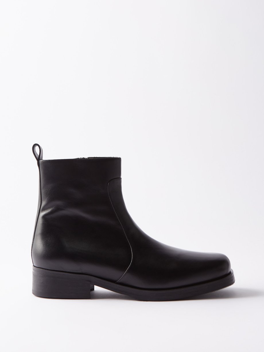 Black Square-toe leather boots | Studio Nicholson | MATCHESFASHION US