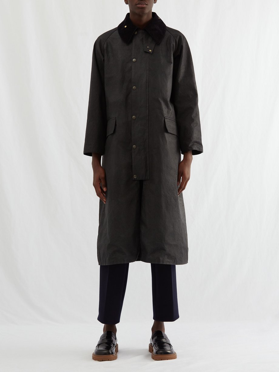 Maison Margiela Black Waxed canvas trench coat | 매치스패션, 모던 럭셔리 온라인 쇼핑