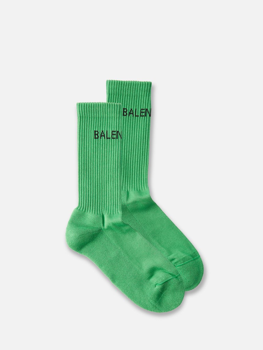 Green Logo wool socks | Balenciaga | MATCHESFASHION US