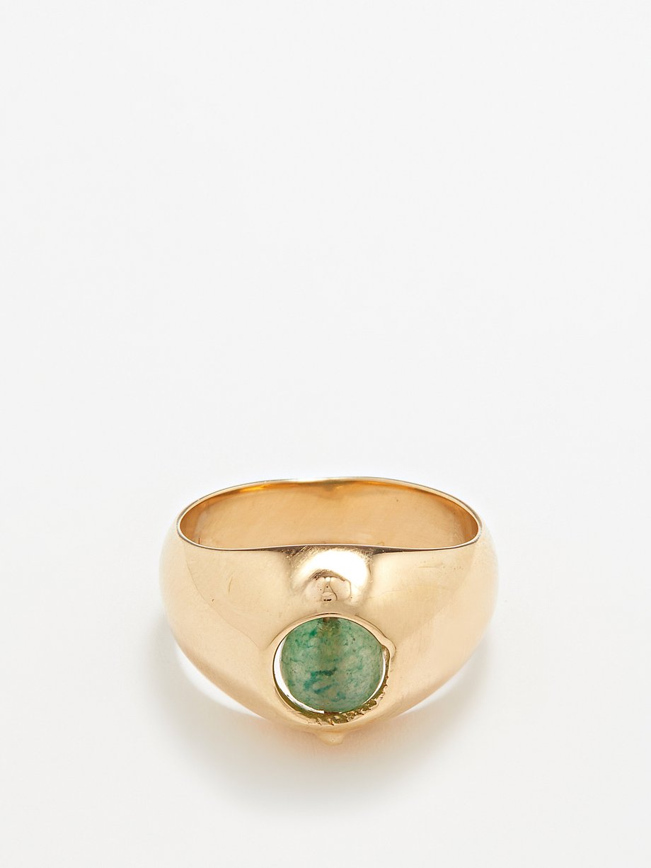 Green gold Spinning Sphere gold-plated sterling silver ring | Annika