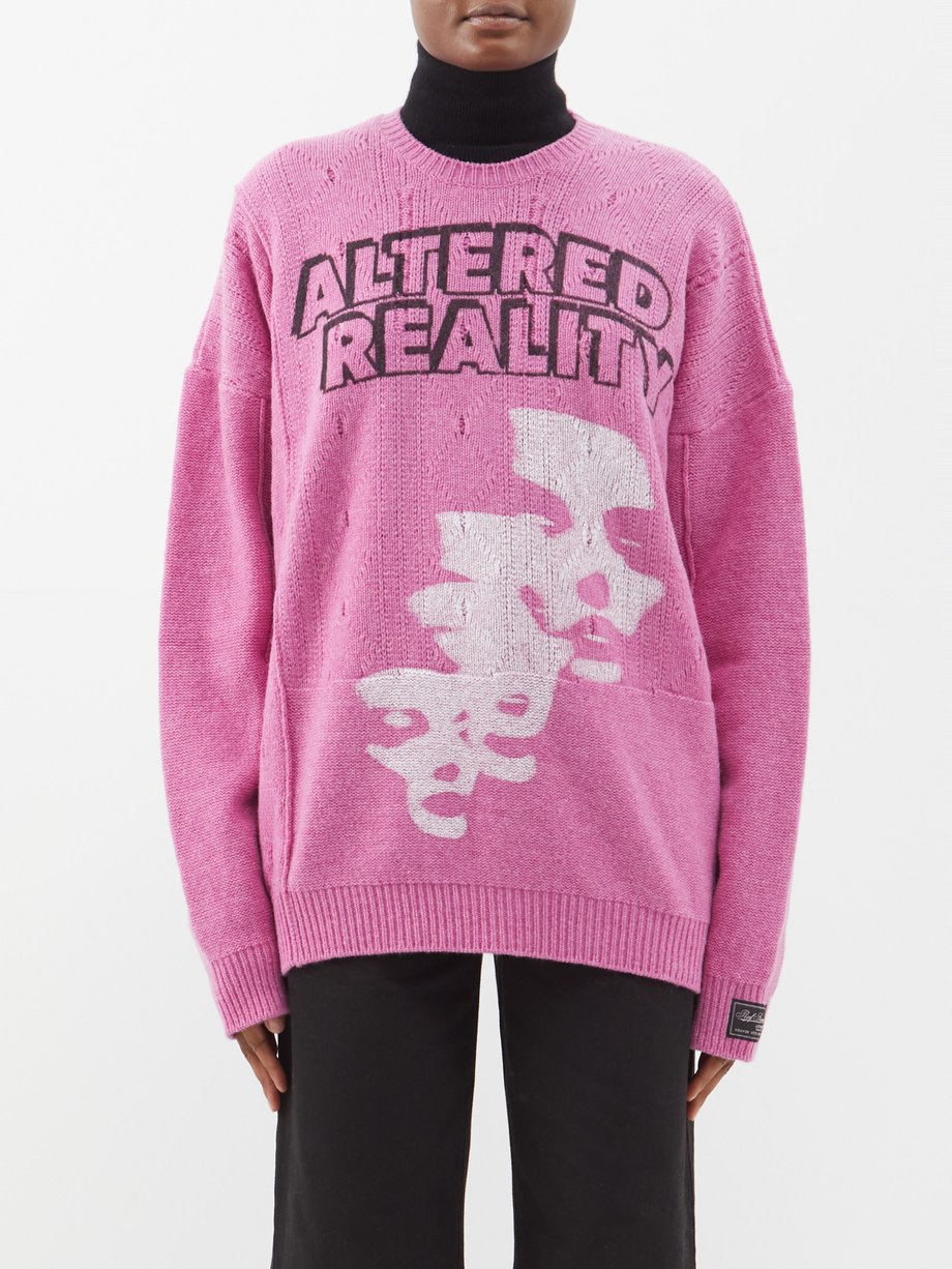 Raf Simons PINK WHITE Altered Reality printed wool sweater | 매치스패션, 모던 ...