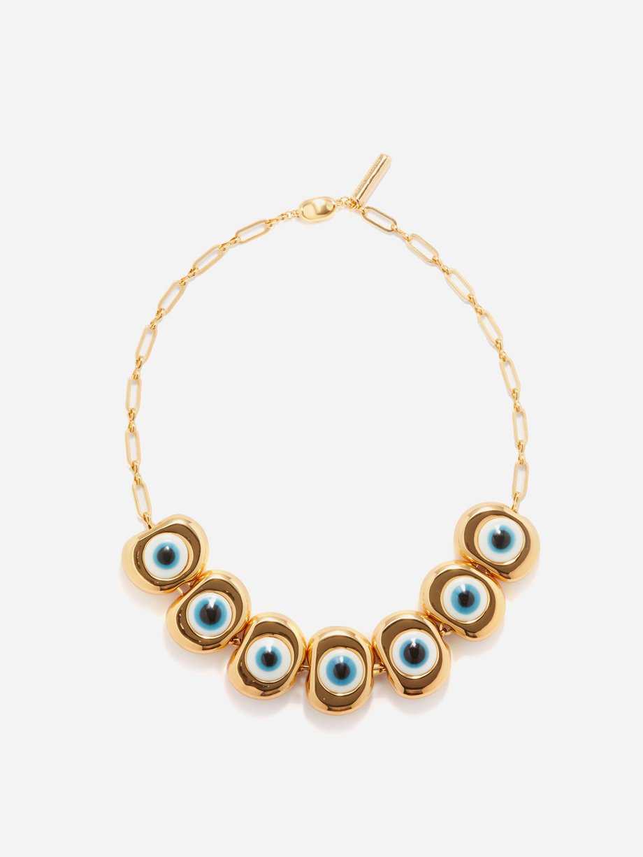 Gold Evil Eye Gold Plated Choker Necklace Timeless Pearly