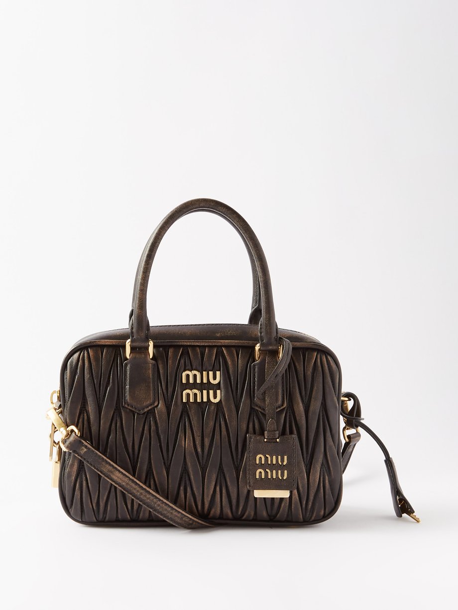 Brown Quilted leather shoulder bag | Miu Miu | MATCHESFASHION US