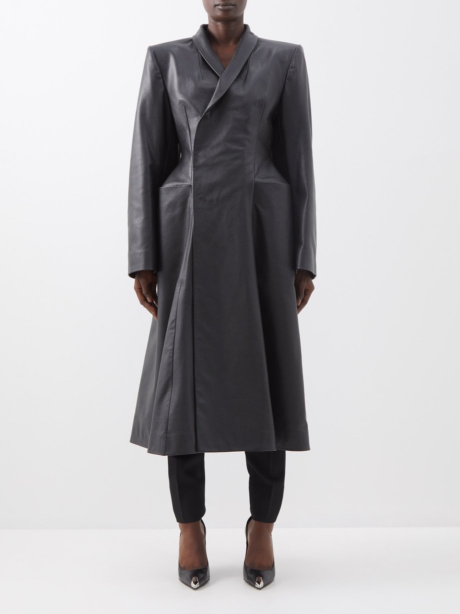 Black Hourglass flared leather jacket | Balenciaga | MATCHESFASHION UK